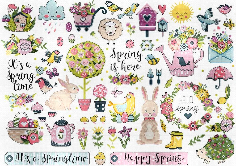 Letistitch Kryželiu siuvinėjimo rinkinys "Spring Sampler" 38x27cm SLETIL9937