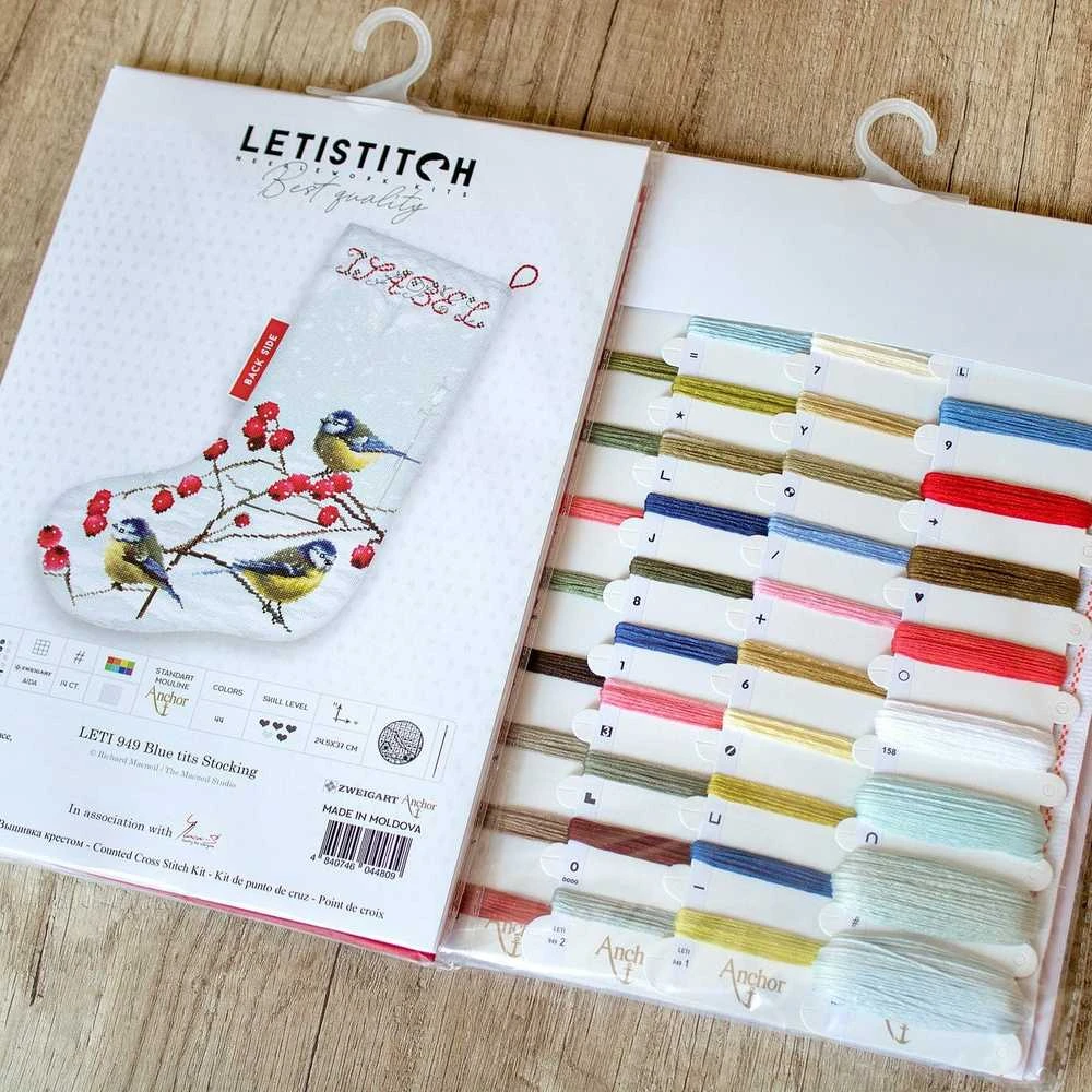 LetiStitch luca S (Nutrauktas) Mėlynųjų zylų kojinė SLETI949