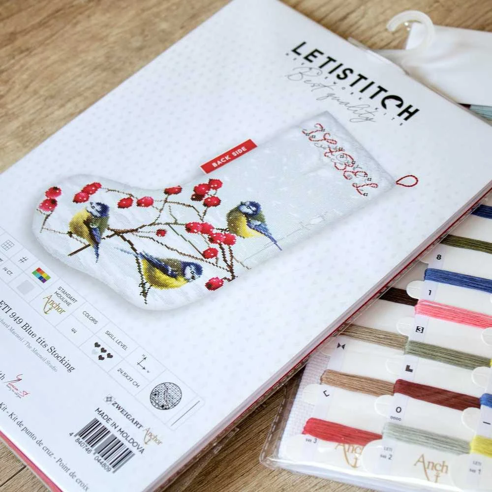 LetiStitch luca S (Nutrauktas) Mėlynųjų zylų kojinė SLETI949