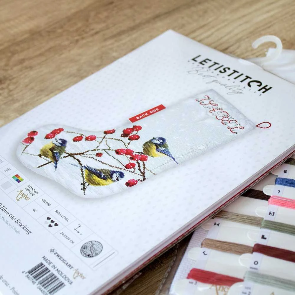LetiStitch luca S (Nutrauktas) Mėlynųjų zylų kojinė SLETI949