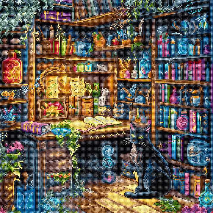 Letistitch Kryželiu siuvinėjimo rinkinys „Užburta biblioteka“ 29x29 cm SLETIL9935