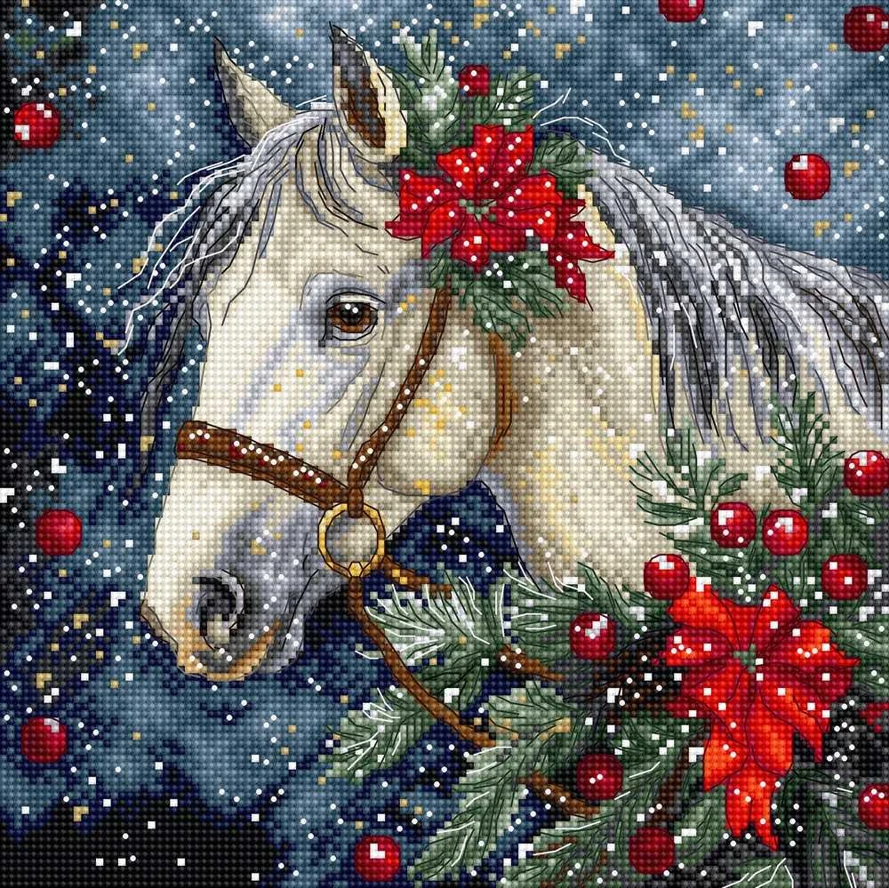 Letistitch Siuvinėjimo kryželiu rinkinys „Žiemos žirgas“, 20×20 cm