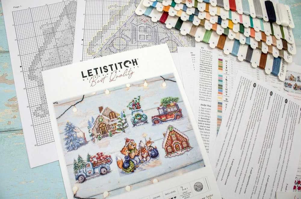 LetiStitch luca S Kalėdinių papuošimų rinkinys Nr. 3/iš 7 dalių po 15x15 cm SLETIL8051