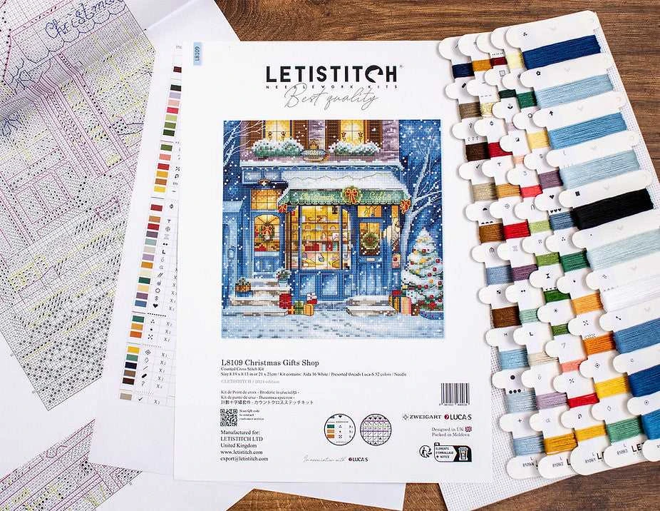 Letistitch Kryželiu siūlų rinkinys Kalėdų dovanos Parduotuvė 21x21cm SLETIL8109