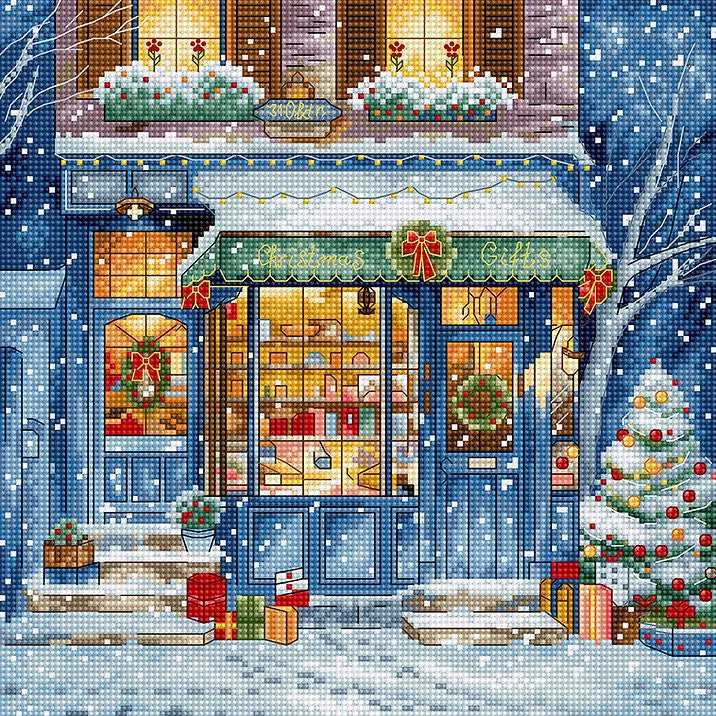 Letistitch Kryželiu siūlų rinkinys Kalėdų dovanos Parduotuvė 21x21cm SLETIL8109