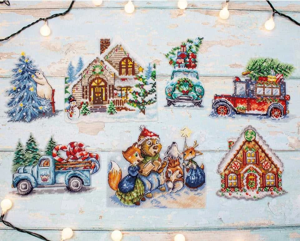 LetiStitch luca S Kalėdinių papuošimų rinkinys Nr. 3/iš 7 dalių po 15x15 cm SLETIL8051