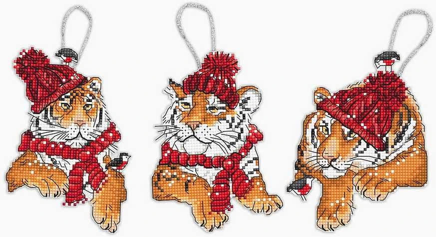 LetiStitch luca S Kalėdų tigrų žaislų rinkinys iš 3 dalių SLETIL8017