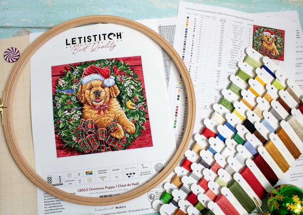 LetiStitch luca S (D) Kalėdų šuniukas 26x26cm SLETIL8053