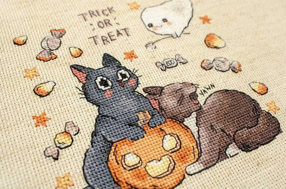 LetiStitch luca S Skaičiuojamo kryžminio dygsnio rinkinys "Trick Or Treat" №2 14x13cm SLETIL8815