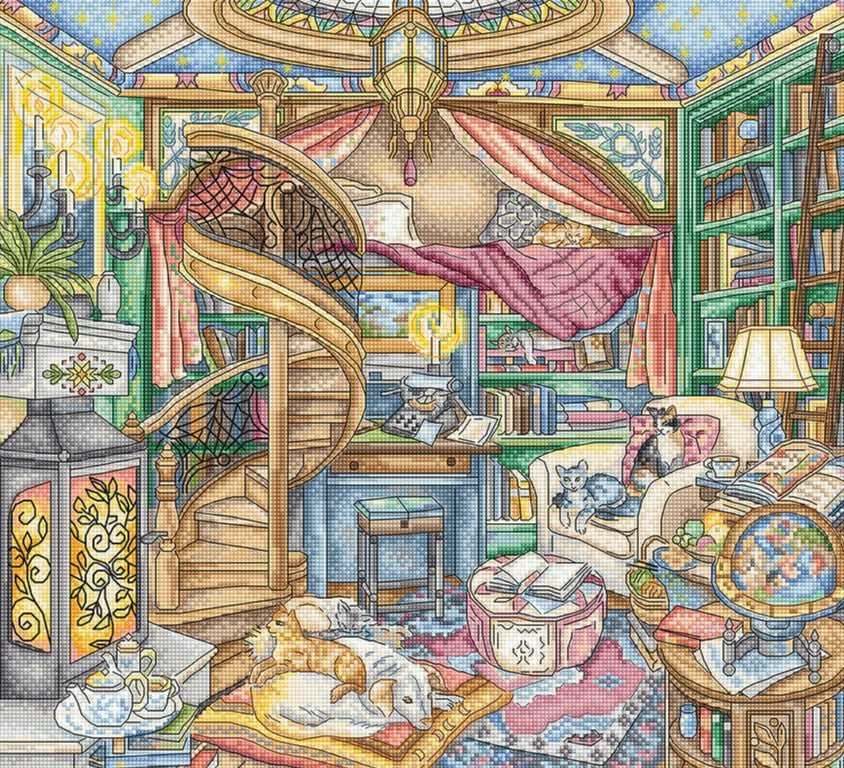 Letistitch Skaičiuotas kryželiu siuvinėjimo rinkinys "Home Library" 35x32cm SLETIL8084