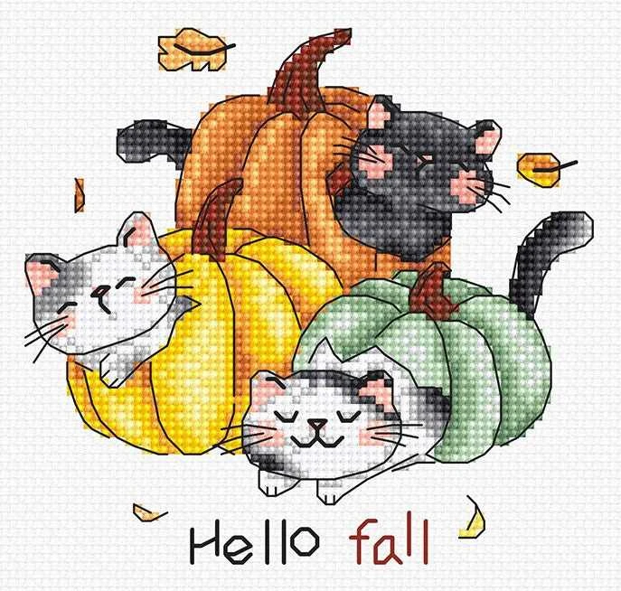 LetiStitch luca S Skaičiuojamo kryželio rinkinys „Hello Fall“ 12x12cm SLETIL8078