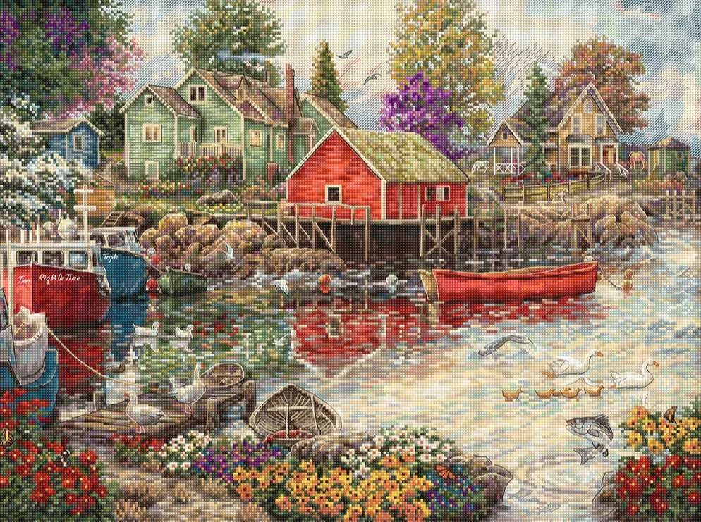 LetiStitch luca S Skaičiuojamos kryželiu siuvinėjimo rinkinys "Ramus įlankos" 42x32cm SLETIL8077 (D)
