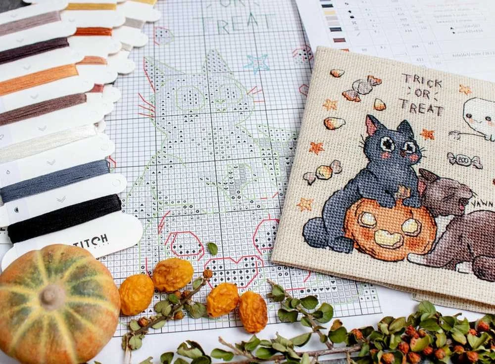 LetiStitch luca S Skaičiuojamo kryžminio dygsnio rinkinys "Trick Or Treat" №2 14x13cm SLETIL8815