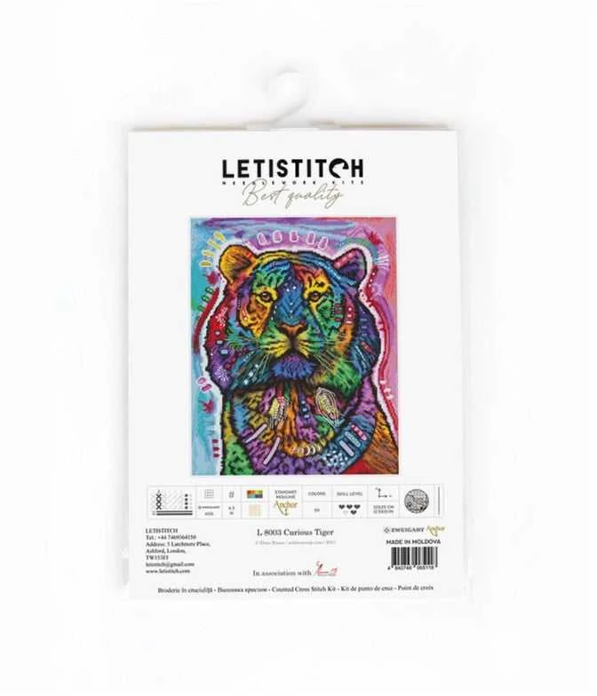LetiStitch Siuvinėjimo rinkinys (Daugiau nebegaminamas) Curious Tiger SLETIL8003