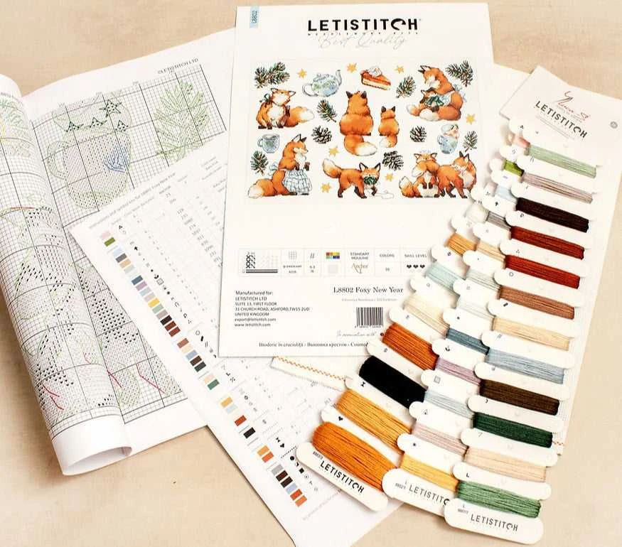 LetiStitch luca S Kryželiu siuvinėjimo rinkinys "Foxy New Year" 39x27cm SLETIL8802