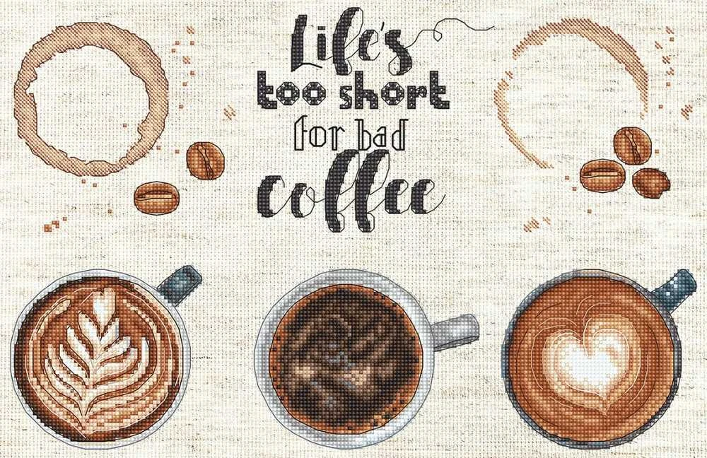 Letistitch Kryželio siūlų rinkinys "Life’s too short for a bad coffee" 29x19cm SLETIL8097