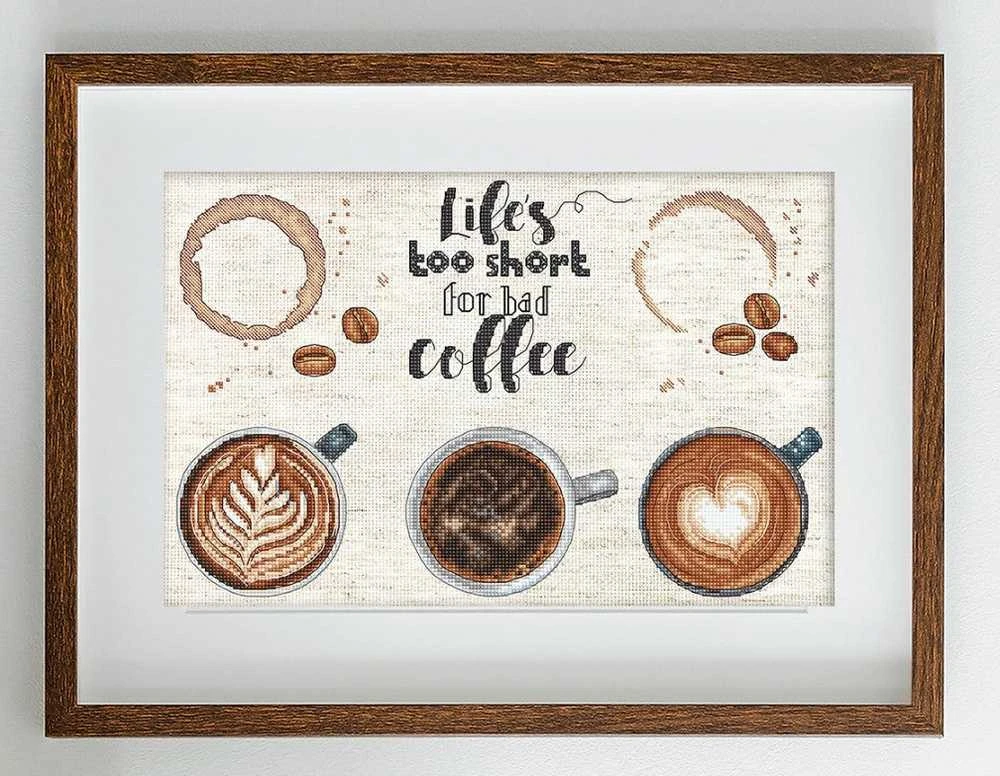 Letistitch Kryželio siūlų rinkinys "Life’s too short for a bad coffee" 29x19cm SLETIL8097
