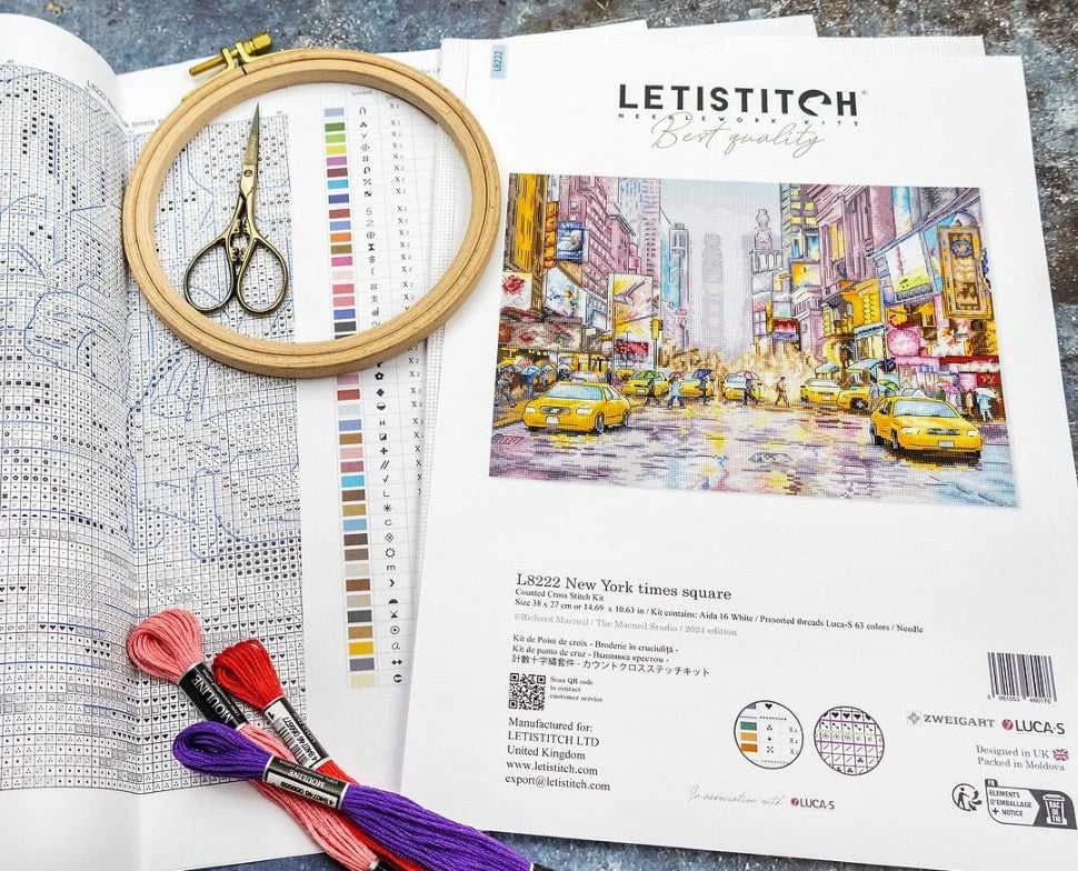LetiStitch luca S Kryželiu siūlų rinkinys New York Times Square 38x27cm SLETIL8222