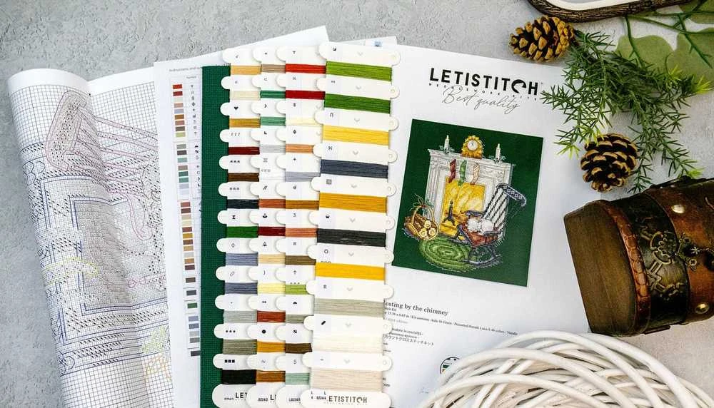 LetiStitch luca S Siuvinėjimo kryželiu rinkinys Poilsis prie židinio 15x17cm SLETIL8224
