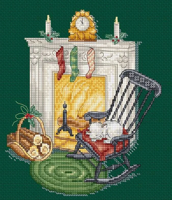 LetiStitch luca S Siuvinėjimo kryželiu rinkinys Poilsis prie židinio 15x17cm SLETIL8224
