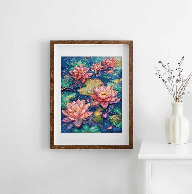 LetiStitch luca S Kryželiu siuvinėjimo rinkinys Vandens lelija 23x29cm SLETIL9910