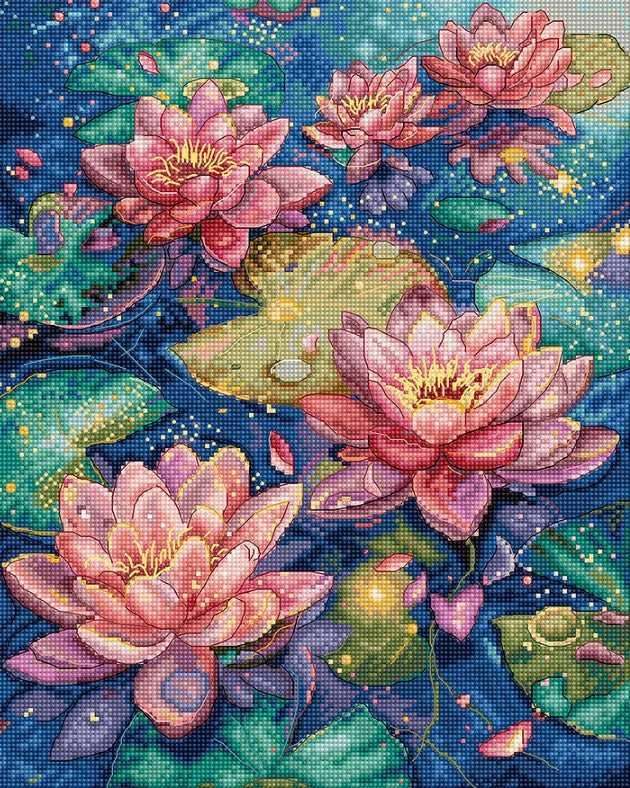 LetiStitch luca S Kryželiu siuvinėjimo rinkinys Vandens lelija 23x29cm SLETIL9910