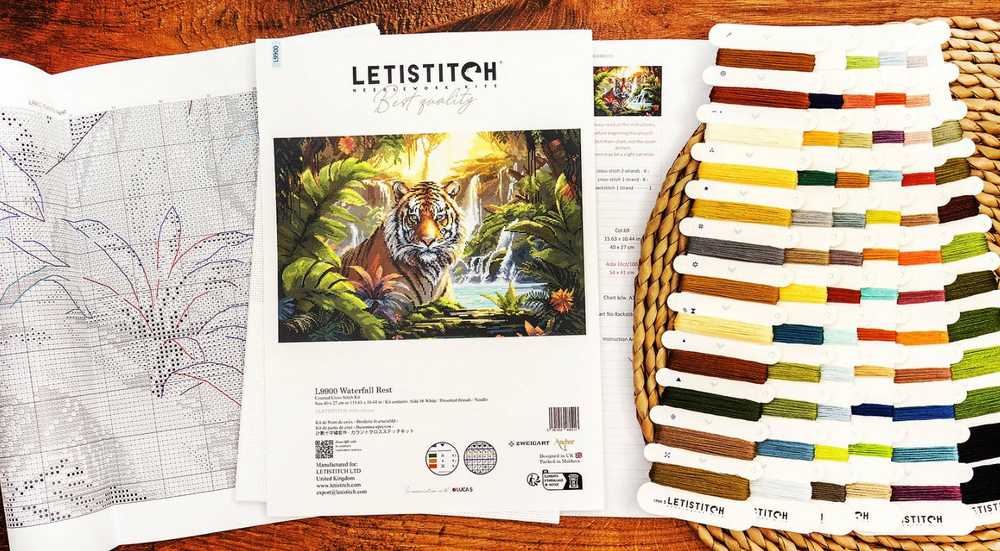 LetiStitch luca S Kryželiu siuvinėjimo rinkinys Waterfall Rest 40x27cm SLETIL9900