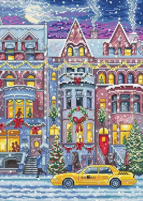 LetiStitch luca S Kryželio dygsnio rinkinys "Žiemos namelis" 21x30cm SLETIL8076