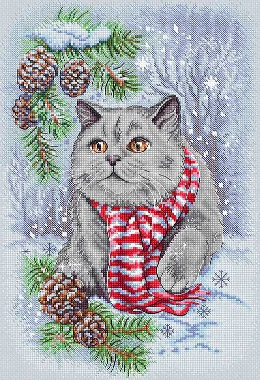 LetiStitch luca S Kryželių siuvinėjimo rinkinys "Žiemos katė" 19x28cm SLETIL8997