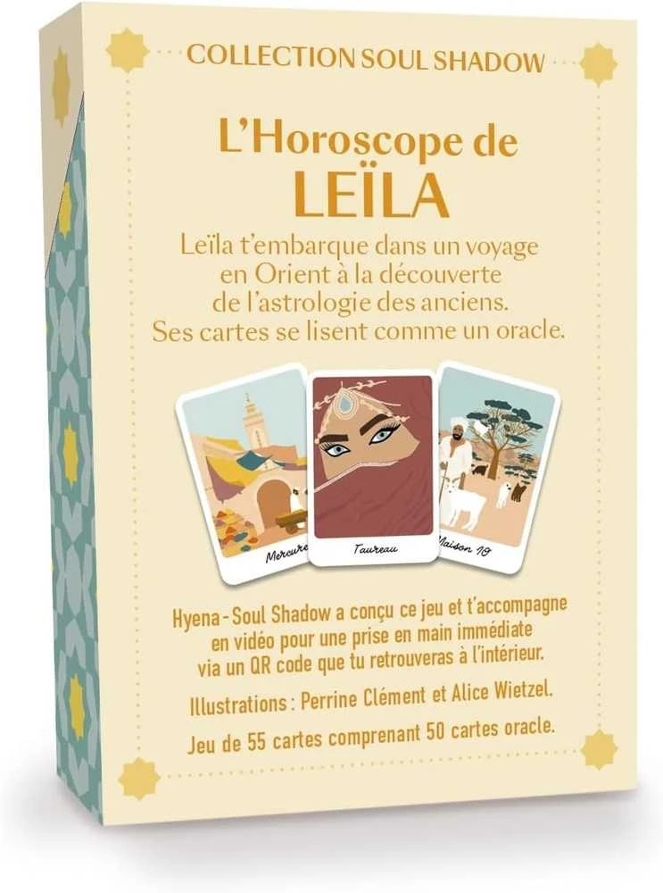 Grimaud Cartomancie Taro kortų rinkinys - L'horoscope de Leila Kortos 55 Kortos 104 Klausimai Nešiojamas