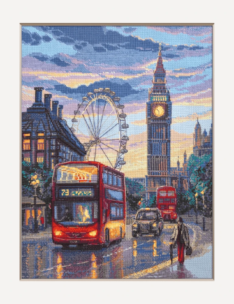 Riolis Kryželiu siuvinėjimo rinkinys - Aine kolekcija "Liūdna Londonas" 30x40 cm SRA1014