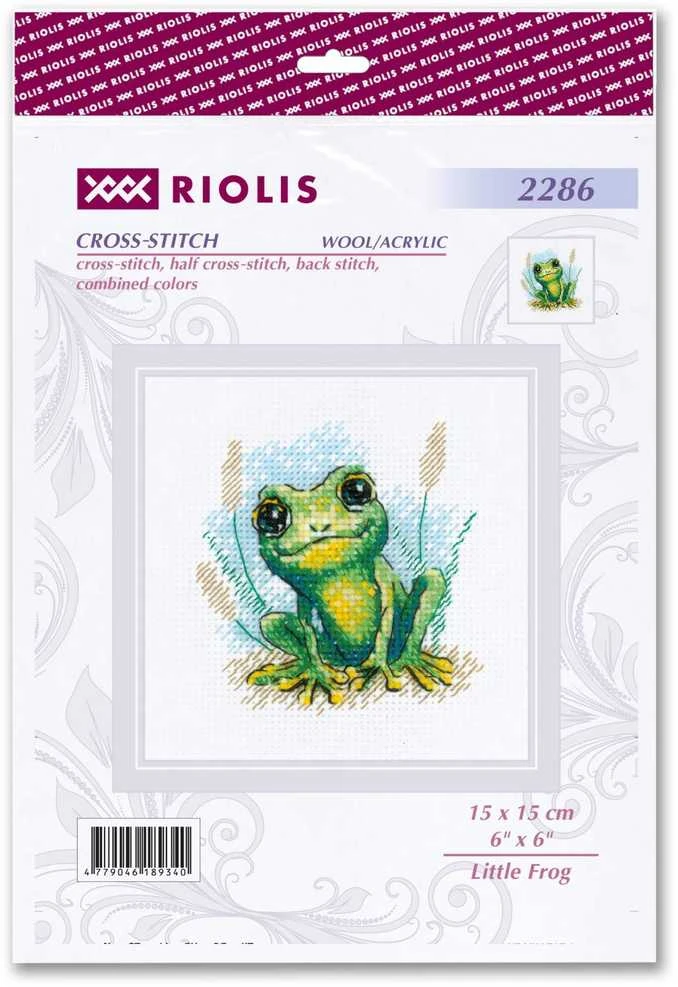 Riolis Kryželiu siuvinėjimo rinkinys „Maža varlė“ 15x15 cm SR2286