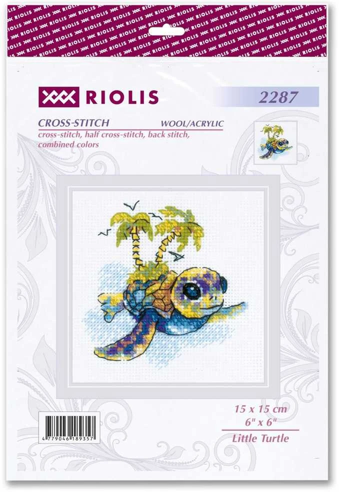 Riolis Kryželių siuvinėjimo rinkinys "Mažas vėžlys" 15x15 cm SR2287