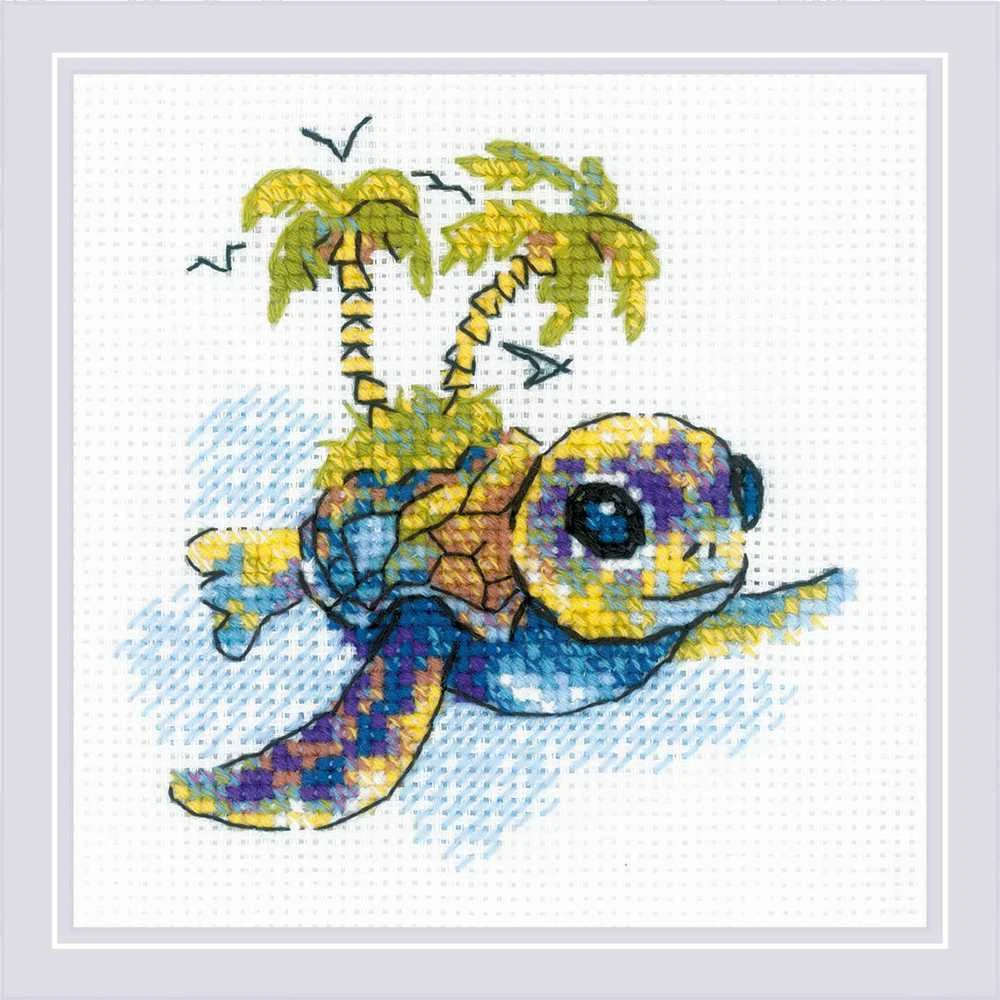 Riolis Kryželių siuvinėjimo rinkinys "Mažas vėžlys" 15x15 cm SR2287