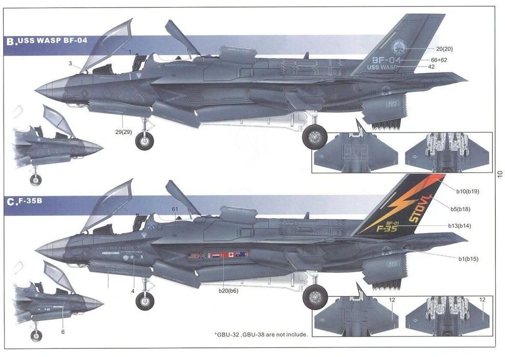 Lockheed F-35B Lightning II 3.0 naikintuvo modelis Kitty Hawk 1/48 80102
