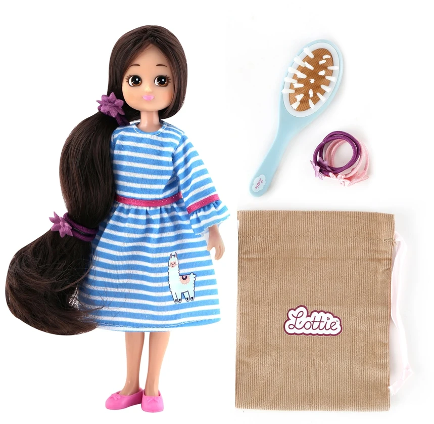 Lottie ilgaplaukė lėlė 18 cm su plaukų šepetėliu ir aksesuarais 3+