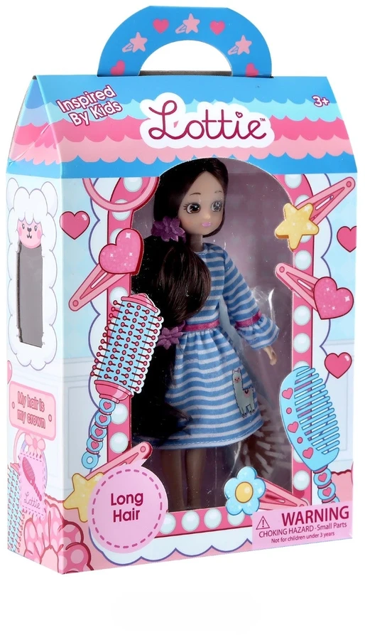 Lottie ilgaplaukė lėlė 18 cm su plaukų šepetėliu ir aksesuarais 3+