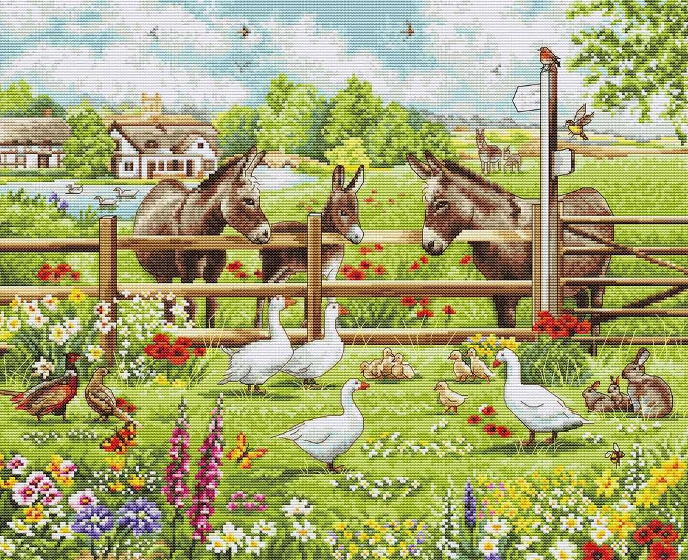 luca S Kryželių siuvinėjimo rinkinys "Asilų kiemas" 39x32 cm SBU5087