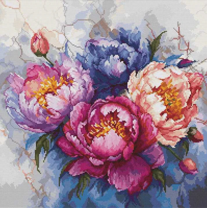 luca S Skaičiuojamas kryželių siuvinėjimo rinkinys "Gėlių karalius" 32x32cm SB7027