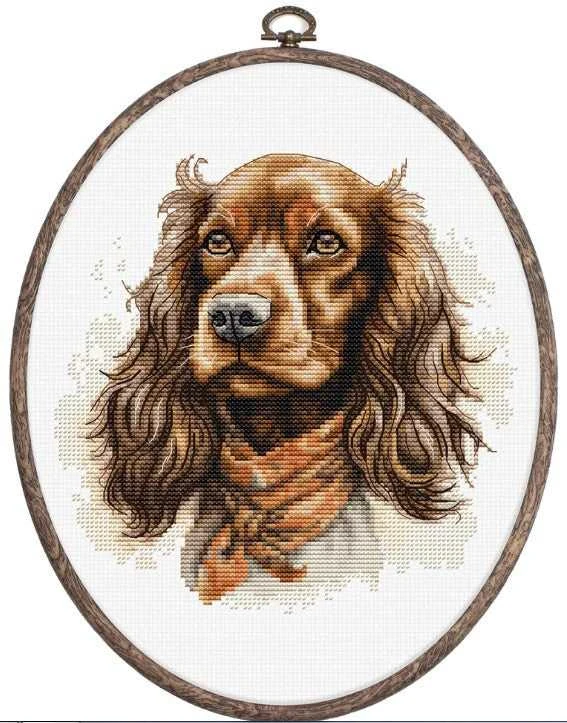 luca S Skaičiuojamasis kryželių siuvinėjimo rinkinys su lanku Komplekte "The Cocker Spaniel" 16x16cm SBC223