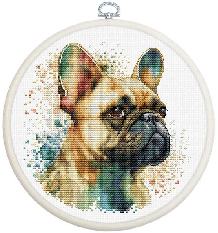 luca S Skaičiuojamo kryželio rinkinys su lanku „Prancūzų buldogas“ 15x15cm SBC207