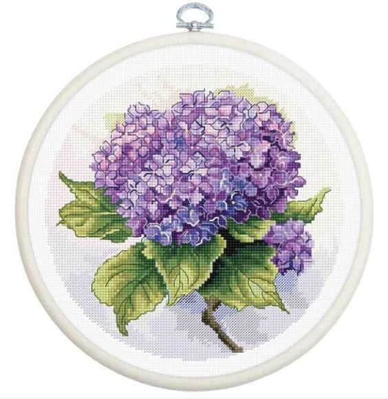 luca S Siuvinio kryželiu rinkinys su lankelis "Hortenzija" 17x17cm SBC225
