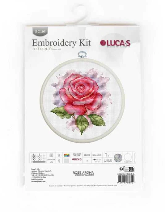 luca S Kryželiu siuvinėjimo rinkinys su lanku „Rose Aroma“ 9 x 9,5 cm SBC105