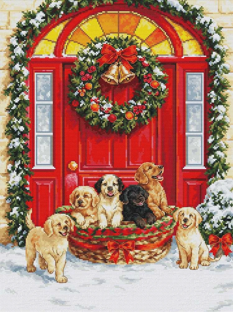 luca S Kalėdinis siuvinėjimo kryželiu rinkinys „Santa’s Delivery“ 29x38 cm