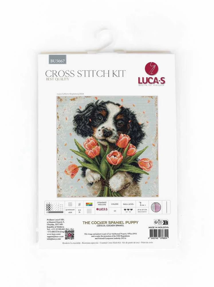 luca S Kryželiu siuvinėjimo rinkinys „The Cocker Spaniel Puppy“ 27x27cm SBU5067