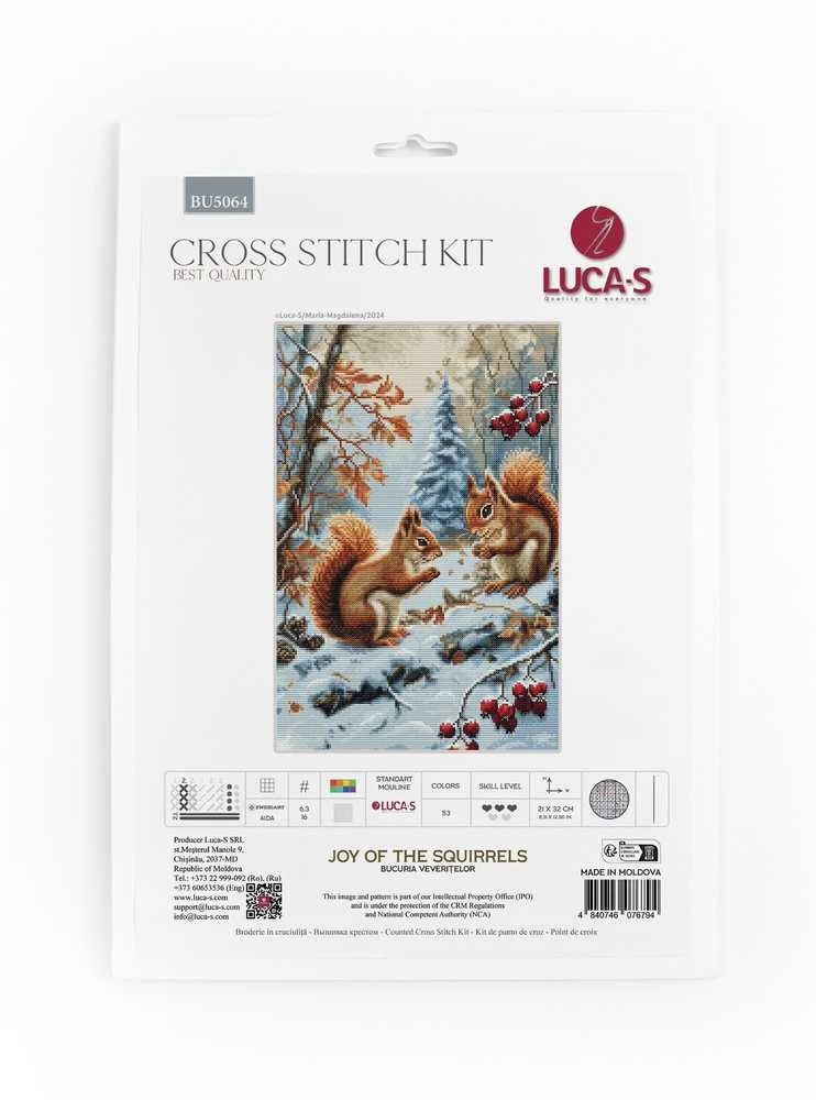 luca S Siuvinėjimo kryželiu rinkinys "Voveraičių džiaugsmas" 21x32cm SBU5064