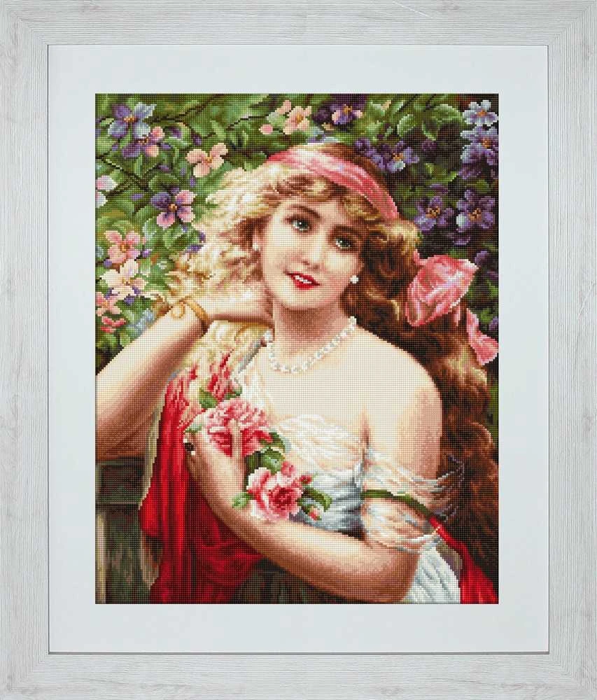 luca S Petit Point rinkinys "Jauna dama su rožėmis" SG549