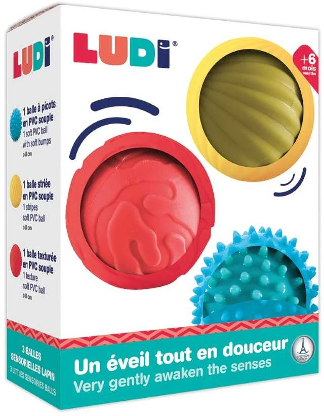 LUDI sensoriniai kamuoliukai, 3 vnt.