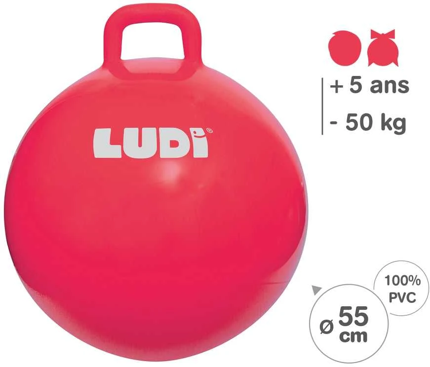 LUDI šokinėjimo kamuolys, raudonas 55 cm