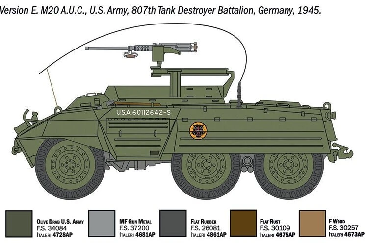M8 Greyhound / M20 šarvuočio plastikinis modelis 1/72 Italeri